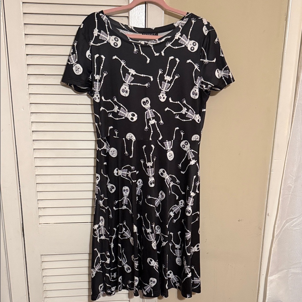 Skeleton Print Midi Dress